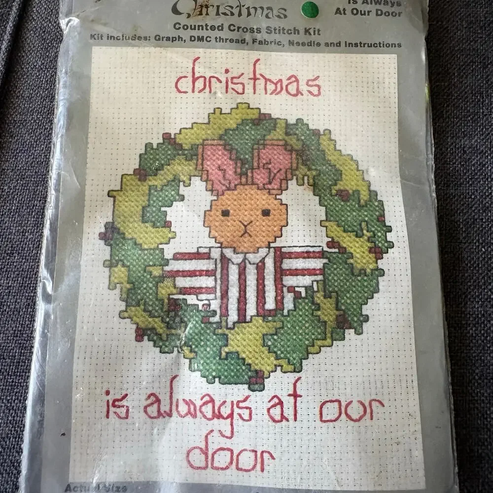 Christmas Is Always At Our Door Vintage Counted Cross Stitch Kit Graphworks 1987